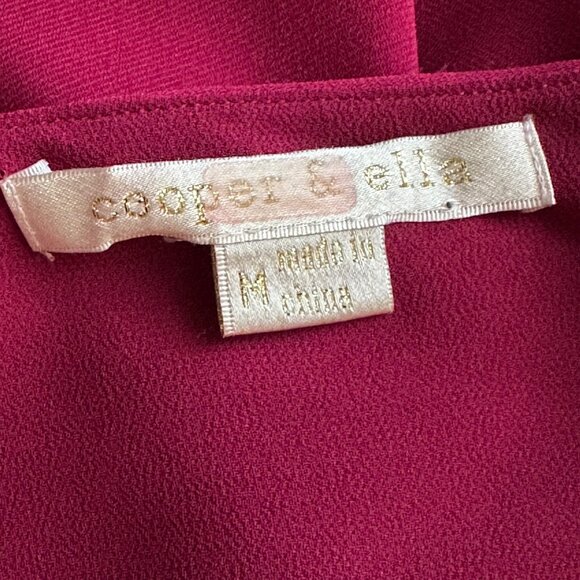 Cooper & Ella Womens Dress Sz M Raspberry Saga Ruffle Cold shoulder - Picture 7 of 11